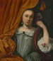 Ritratto di una ragazza che guarda dietro una tenda arancione - Lodewijk van der Helst — vista dell’opera