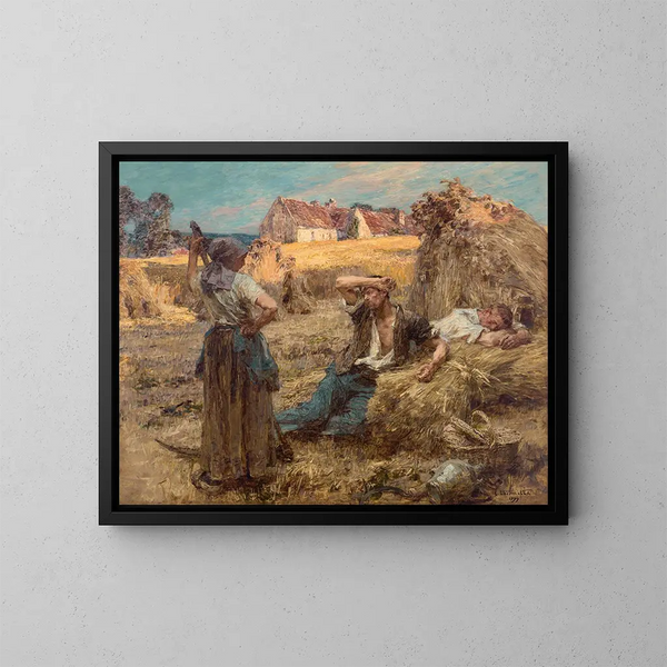 Il risveglio del mietitore - Léon Augustin Lhermitte — quadro incorniciato alla parete