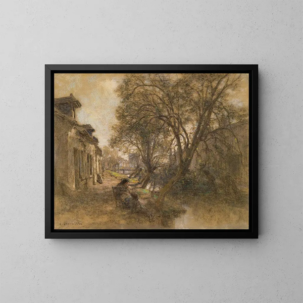 Vista scattata a Saint-Bonnet vicino a Bourges - Léon Augustin Lhermitte — quadro incorniciato alla parete