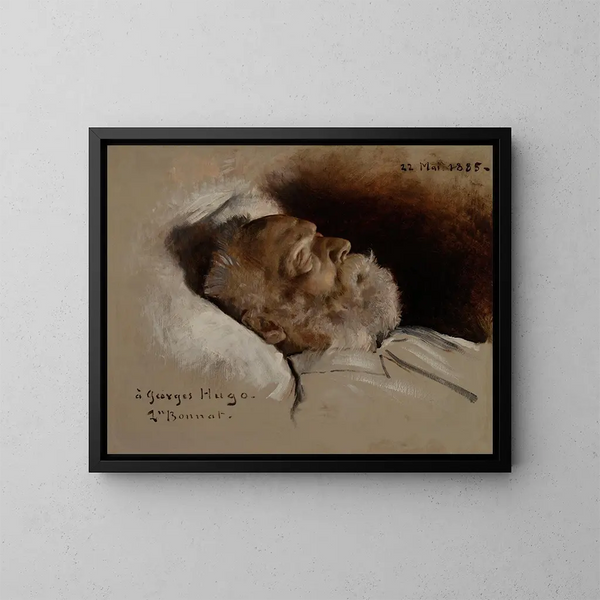 Victor Hugo sul suo letto di morte - Léon Bonnat — quadro incorniciato alla parete