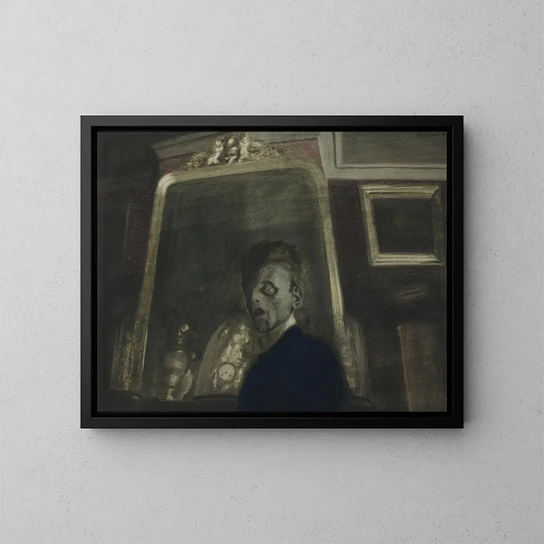 Autoritratto con specchio - Léon Spilliaert — quadro incorniciato alla parete