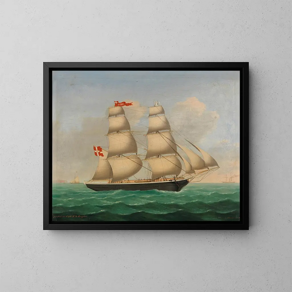 Brig danese Acmel condotto dal capitano NLEngers davanti a Helgoland - Lorenz Petersen — quadro incorniciato alla parete