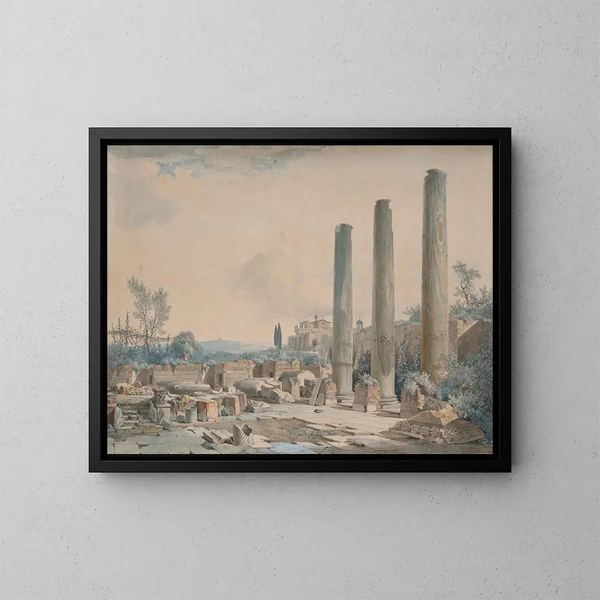 Le rovine del tempio di Giove a Pompei - Louis-François Cassas — quadro incorniciato alla parete