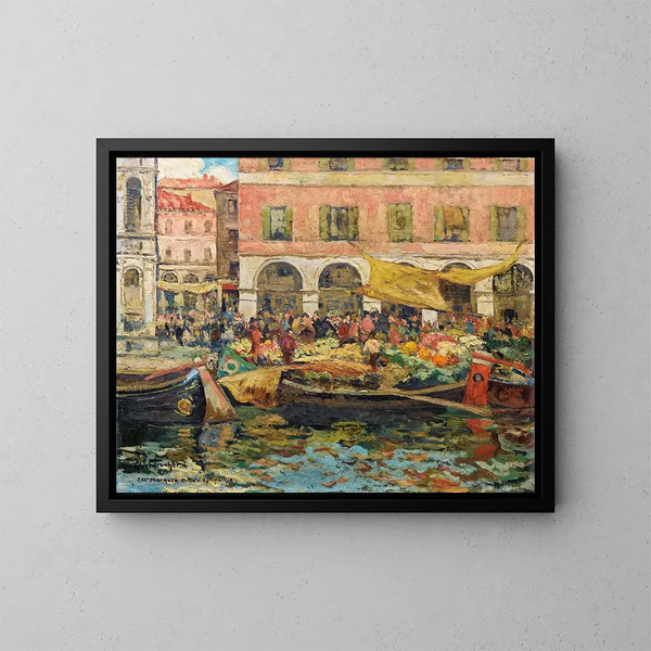 Il mercato dei ortaggi a Venezia - Louis Abel-Truchet — quadro incorniciato alla parete