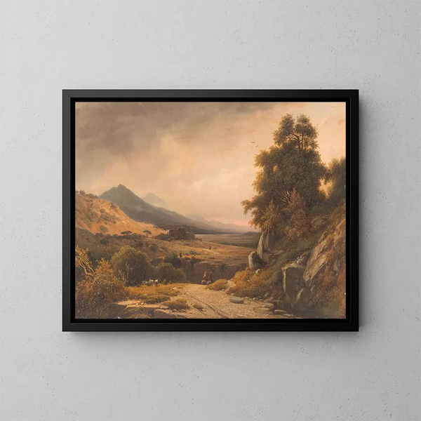 Paesaggio italiano con figure decorative - Louis Auguste Lapito — quadro incorniciato alla parete