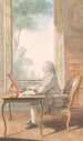 Étienne Laurault de Foncemagne à un bureau d'écriture - Louis Carrogis Carmontelle — vista dell’opera
