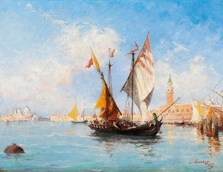 Louis Claude Mouchot - Venice sail boats in the Bacino di San Marco.webp