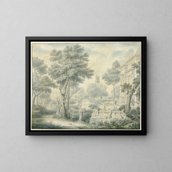 Paesaggio arcadico con una tomba - Louis Fabritius Dubourg — quadro incorniciato alla parete