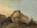 Un paesaggio ondulato con una grande roccia e un pastore e una pastora con il loro gregge - Louis Gabriel Moreau — vista dell’opera