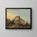 Un paesaggio ondulato con una grande roccia e un pastore e una pastora con il loro gregge - Louis Gabriel Moreau — quadro incorniciato alla parete