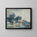 Un paesaggio fluviale con lavandaie vicino a un mulino - Louis Gabriel Moreau — quadro incorniciato alla parete
