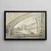 Vista sotto un ponte verso terrazze e una scala - Louis Gabriel Moreau — quadro incorniciato alla parete