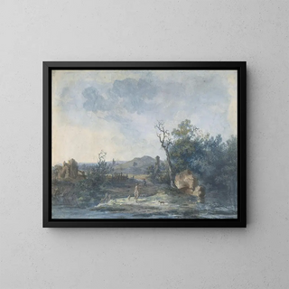 Figures sur une route de campagne - Louis Gabriel Moreau — quadro incorniciato alla parete