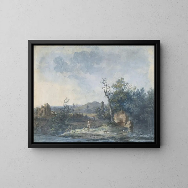 Figures sur une route de campagne - Louis Gabriel Moreau — quadro incorniciato alla parete