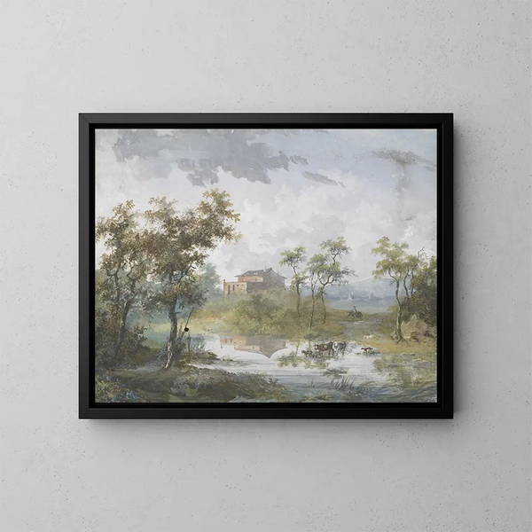 Le gué rustico - Louis Gabriel Moreau — quadro incorniciato alla parete