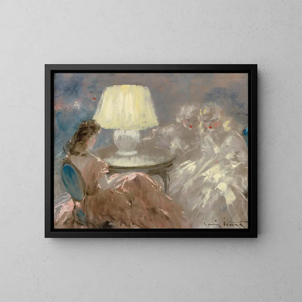 Sotto la lampada - Louis Icart — quadro incorniciato alla parete