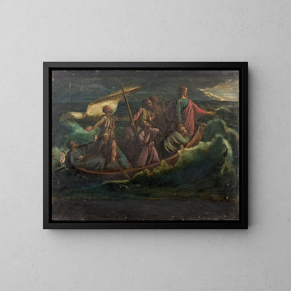 Gesù nella tempesta sul mare di Galilea - Louis Janmot — quadro incorniciato alla parete