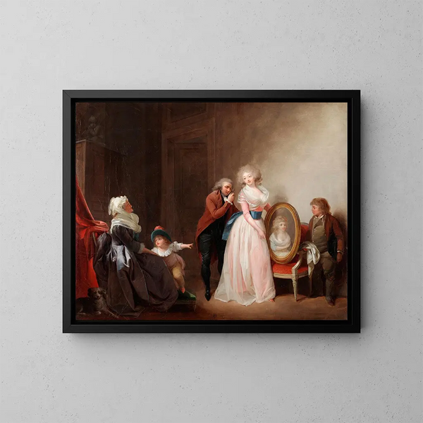 Donna che mostra il suo ritratto - Louis Léopold Boilly — quadro incorniciato alla parete