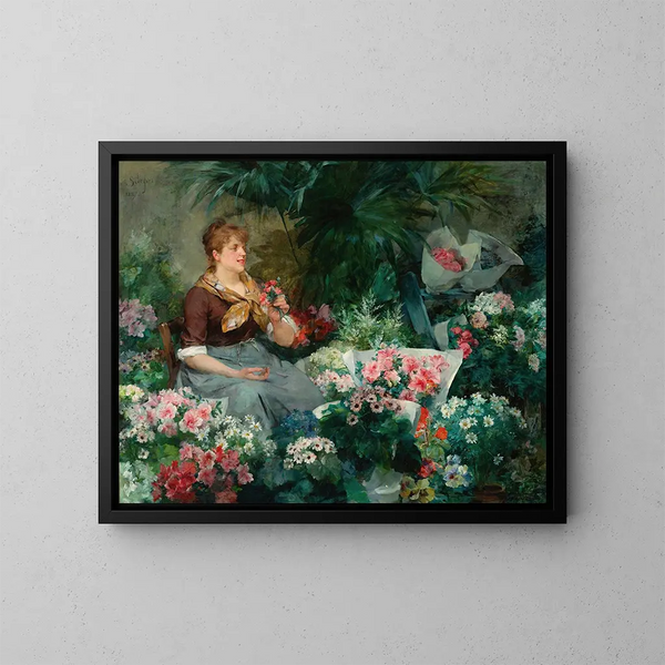 Il venditore di fiori - Louis Marie de Schryver — quadro incorniciato alla parete