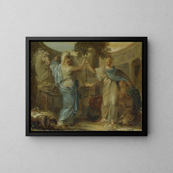 Allegoria della Svezia, della Finlandia e di Marte, il dio della guerra - Louis Masreliez — quadro incorniciato alla parete