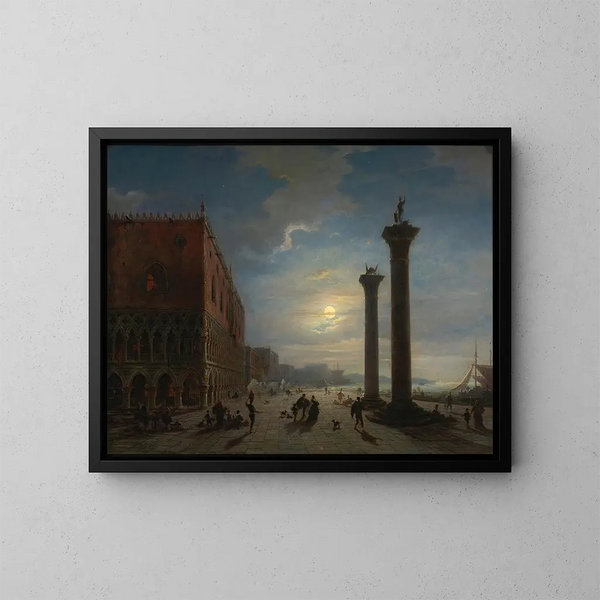 Venezia al chiaro di luna - Louis Mecklenburg — quadro incorniciato alla parete