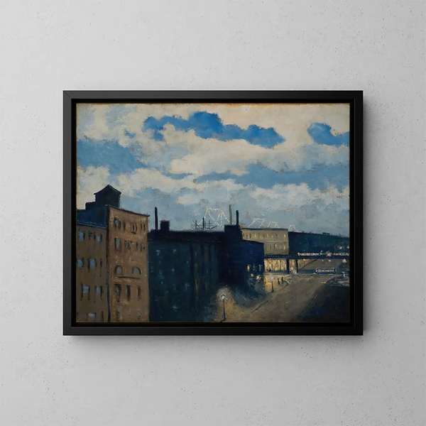 Rue de New York al tramonto - Louis Michel Eilshemius — quadro incorniciato alla parete