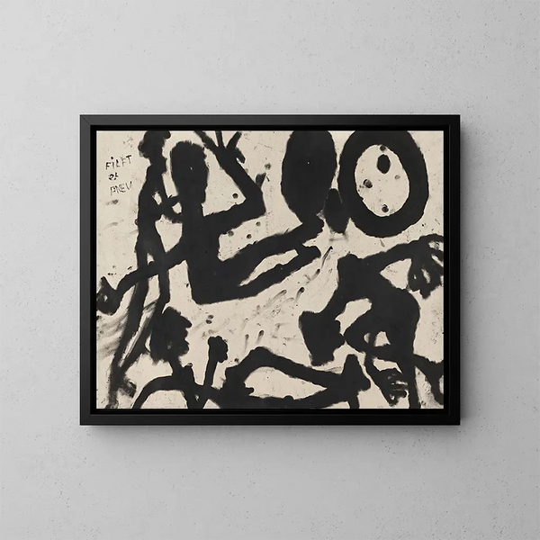 Gruppo di persone con una gomma - Louis Soutter — quadro incorniciato alla parete