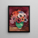 Anemoni con brocca verde su sfondo bordeaux - Louis Valtat — quadro incorniciato alla parete