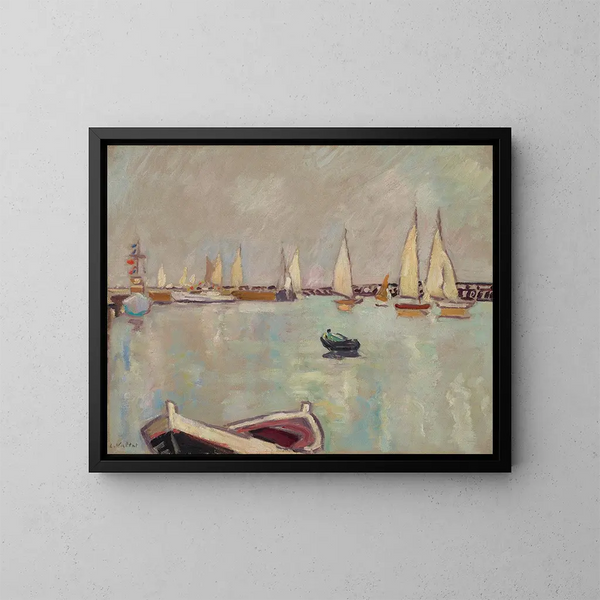 Barche e velieri a Ouistreham - Louis Valtat — quadro incorniciato alla parete
