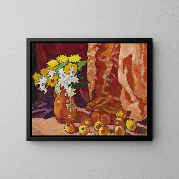 Bouquet della brocca marrone e delle mele - Louis Valtat — quadro incorniciato alla parete