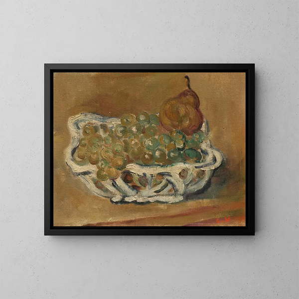Cestino in porcellana con uva e pera - Louis Valtat — quadro incorniciato alla parete