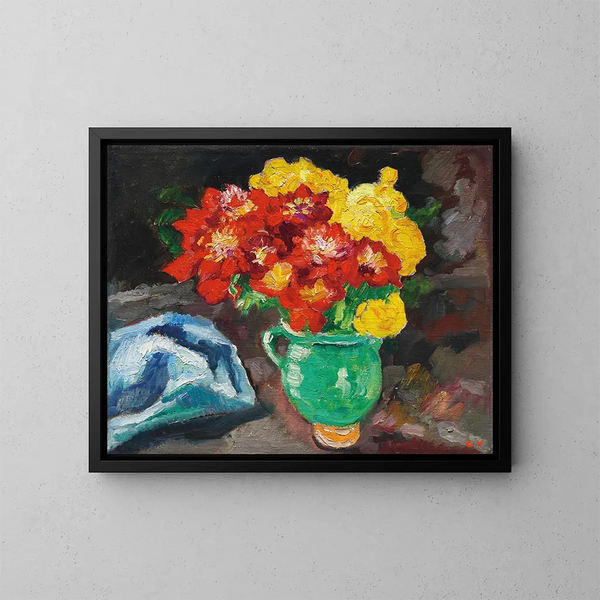 Cruche verde, ninfee gialle e rosse - Louis Valtat — quadro incorniciato alla parete
