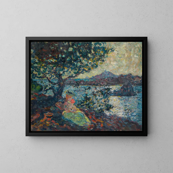 Donna seduta sul bordo del mare - Louis Valtat — quadro incorniciato alla parete