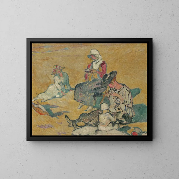 Donne al lavoro sulla spiaggia - Louis Valtat — quadro incorniciato alla parete