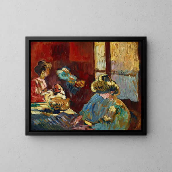 Maternità, donna in blu davanti alla finestra - Louis Valtat — quadro incorniciato alla parete