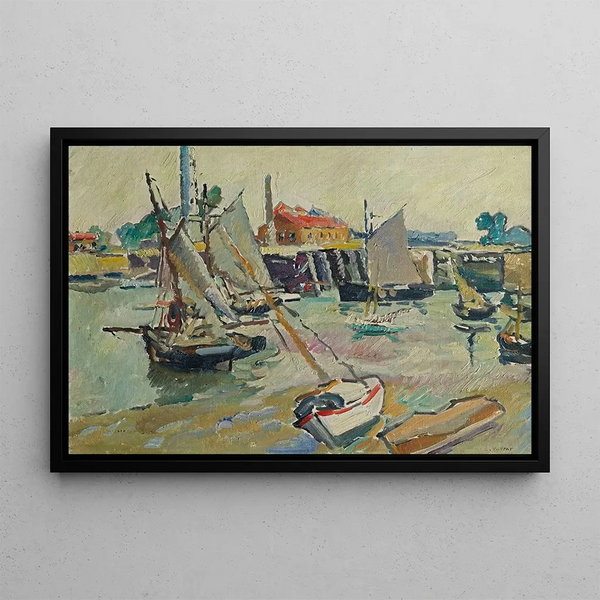 Vele al porto, bassa marea, Ouistreham - Louis Valtat — quadro incorniciato alla parete