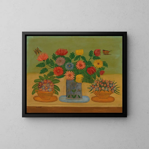 Bouquet di fiori con farfalle - Louis Vivin — quadro incorniciato alla parete