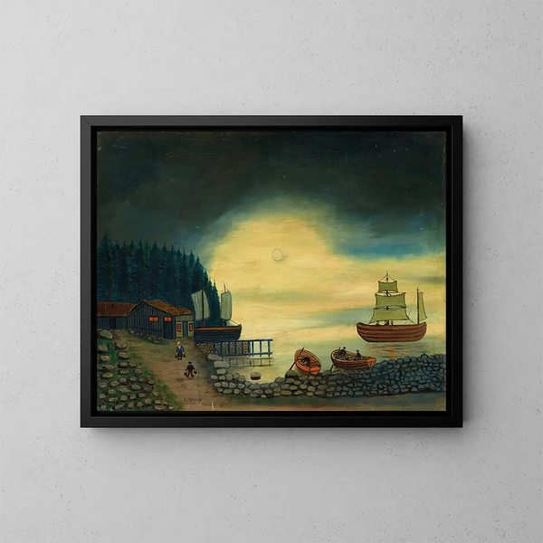 Notte di luna piena - Louis Vivin — quadro incorniciato alla parete