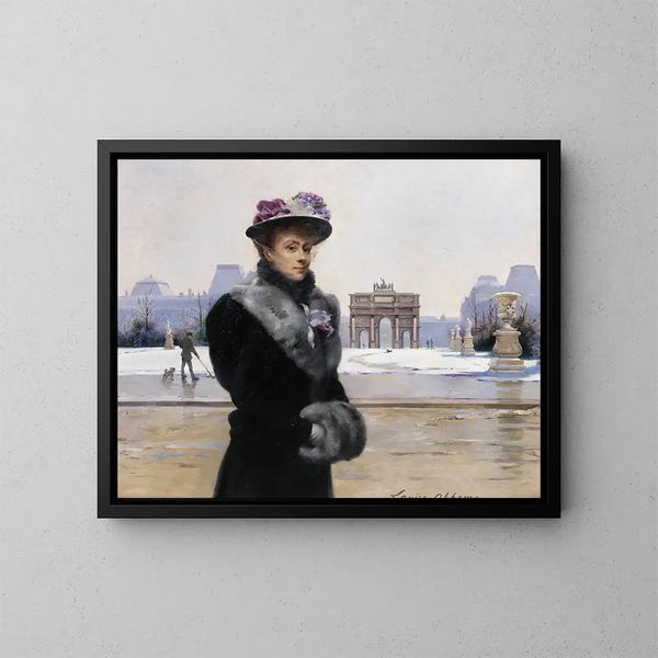 Passeggiata invernale a Parigi - Louise Abbema — quadro incorniciato alla parete