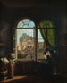 Interno di artista con vista sulla facciata della chiesa di Saint-Eustache - Louise Adone Drölling — vista dell’opera