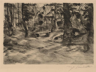 Lovis Corinth - Bench in the Woods II Bank im Walde II.webp