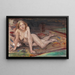 Nu couchée di giovane ragazza bionda su tappeto colorato - Lovis Corinth — quadro incorniciato alla parete