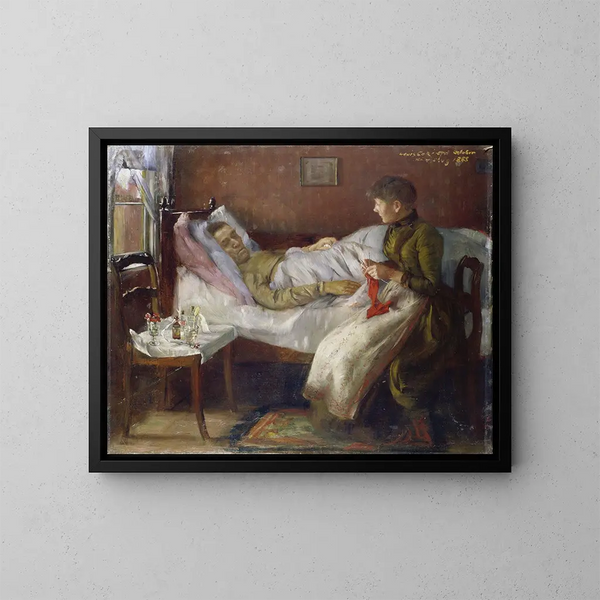 Il padre dell'artista sul suo letto di malato - Lovis Corinth — quadro incorniciato alla parete