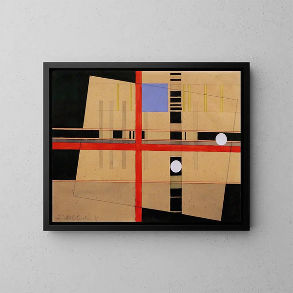 Croce rossa e sfere bianche - László Moholy-Nagy — quadro incorniciato alla parete