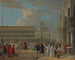 Vista di Piazza San Marco con la Torre dell'Orologio, Venezia - Luca Carlevarijs — vista dell’opera