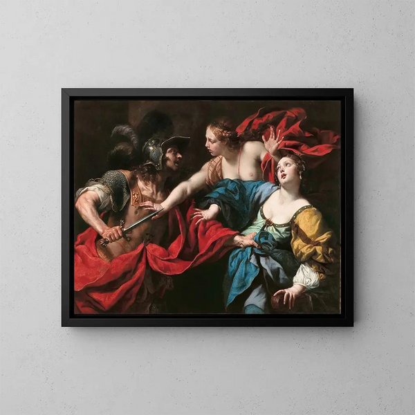 Venere che impedisce al suo figlio Enea di uccidere Elena di Troia - Luca Ferrari — quadro incorniciato alla parete