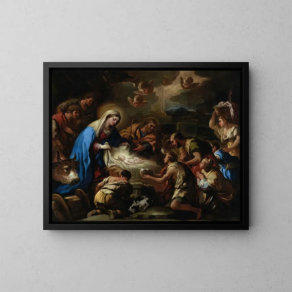L'Adorazione dei pastori - Luca Giordano — quadro incorniciato alla parete