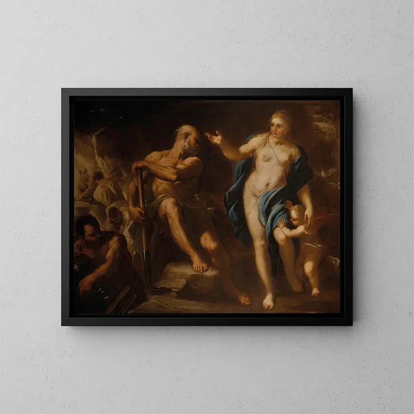 Venere nella forgia di Vulcano - Luca Giordano — quadro incorniciato alla parete