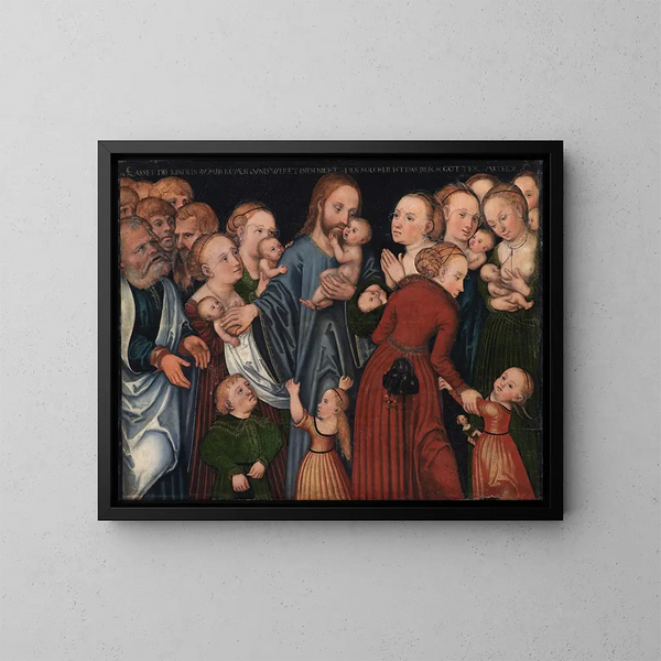 Il Cristo benedicente i bambini - Lucas Cranach il Vecchio — quadro incorniciato alla parete