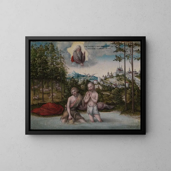Il Battesimo di Cristo - Lucas Cranach il Vecchio — quadro incorniciato alla parete